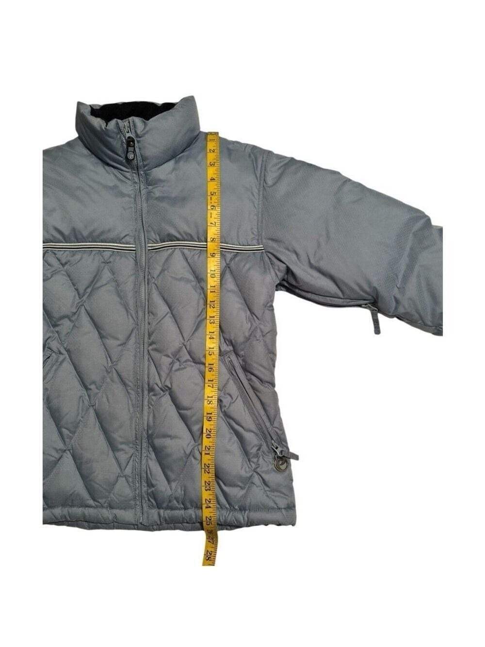 Winter Feather Down Ski Jacket Womens Small Blue Coat Zip Pockets POWDER ROOM - Picture 15 of 16